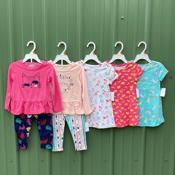 TODDLER Girls Cotton Shirts Pants & Dresses Bundle 5-Pack Size 2T - Picture 1 of 16